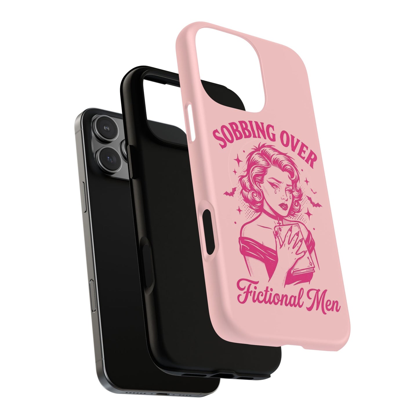 Phone Case — Pink “Sobbing Over Fictional Men” Tough Magnetic Protective Cover