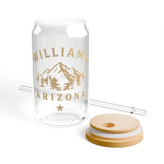 Williams Arizona Glass Sipper Cup with Bamboo Lid — 16oz Travel Tumbler