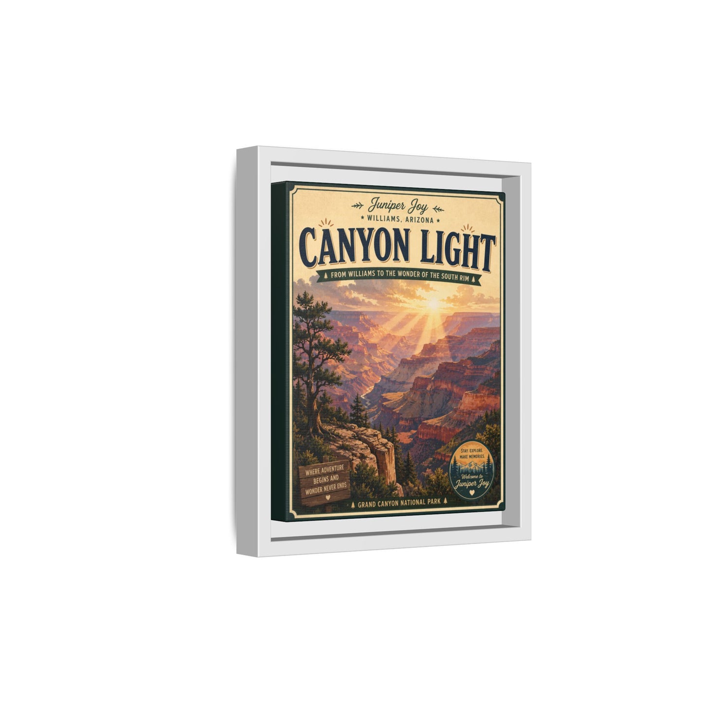 Canyon Light Framed Canvas Art — Vintage National Park Travel Poster