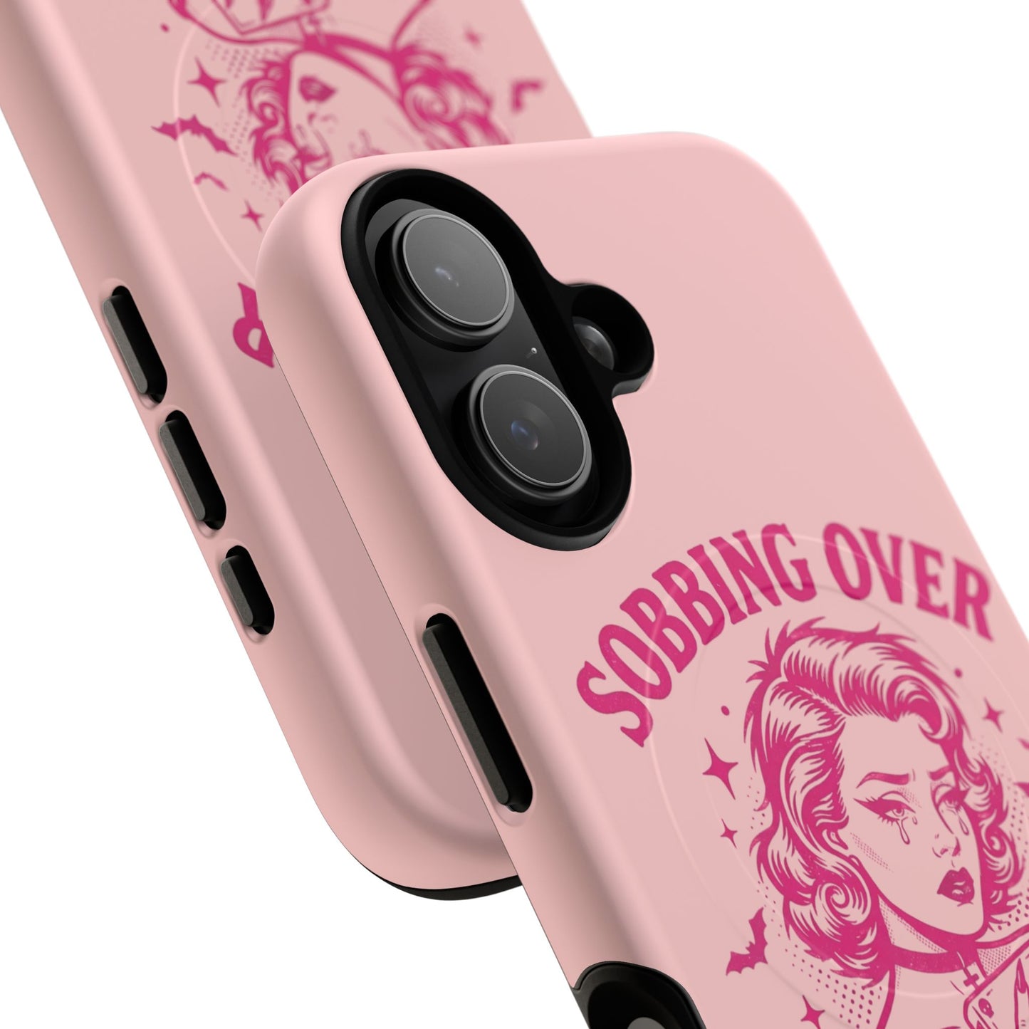 Phone Case — Pink “Sobbing Over Fictional Men” Tough Magnetic Protective Cover
