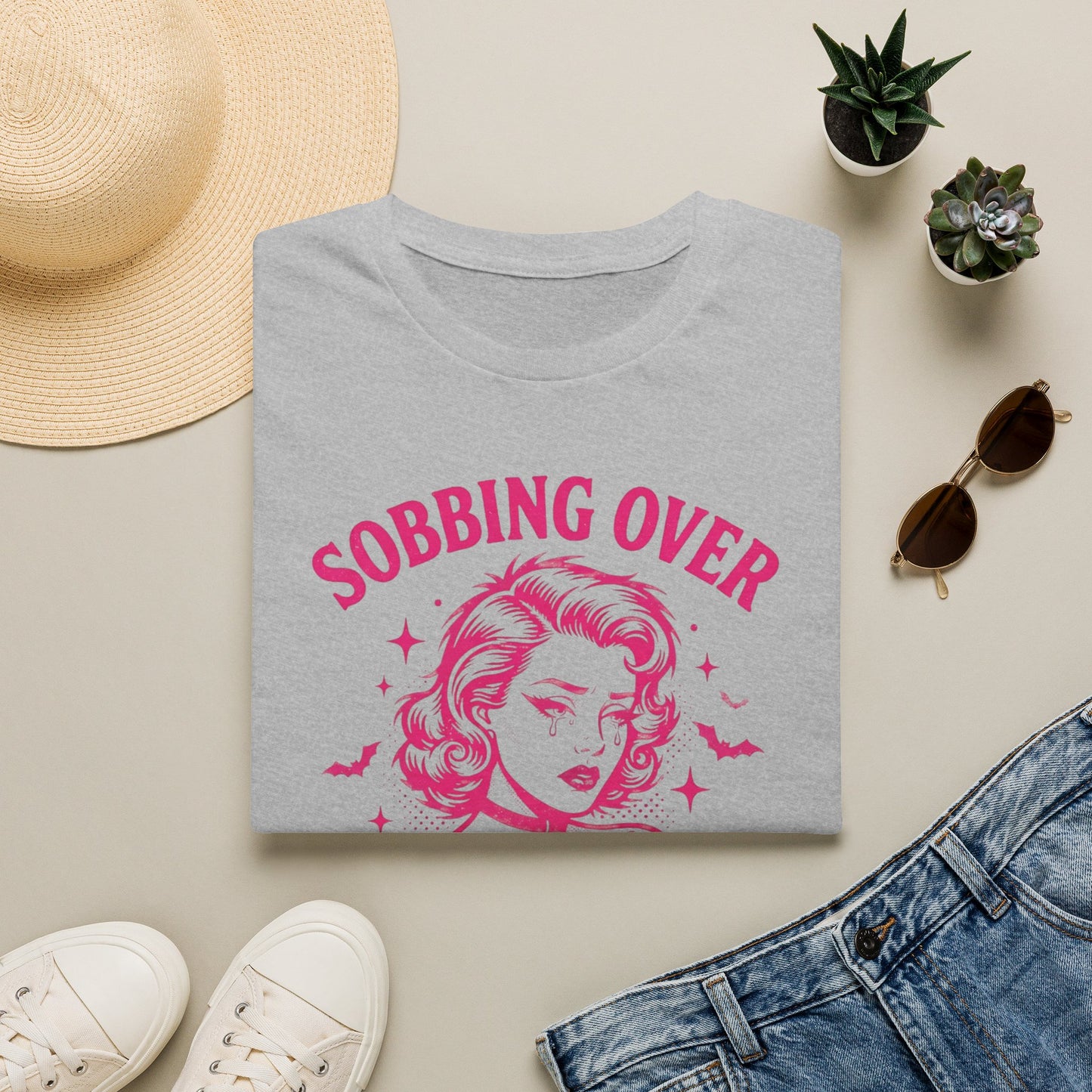 T-Shirt — "Sobbing Over Fictional Men" Retro Pop Art Tee
