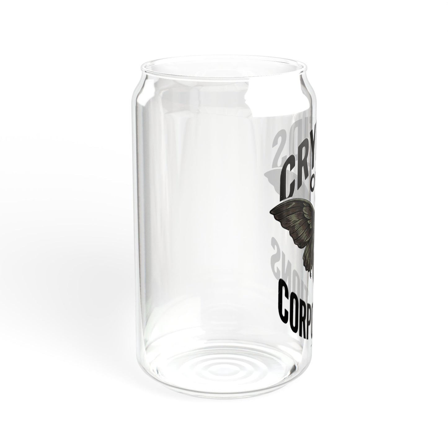 Cryptids Over Corporations Glass Can | Mothman Sipper Glass with Bamboo Lid & Straw | Funny Cryptid Iced Coffee Cup | Gothic Drinkware