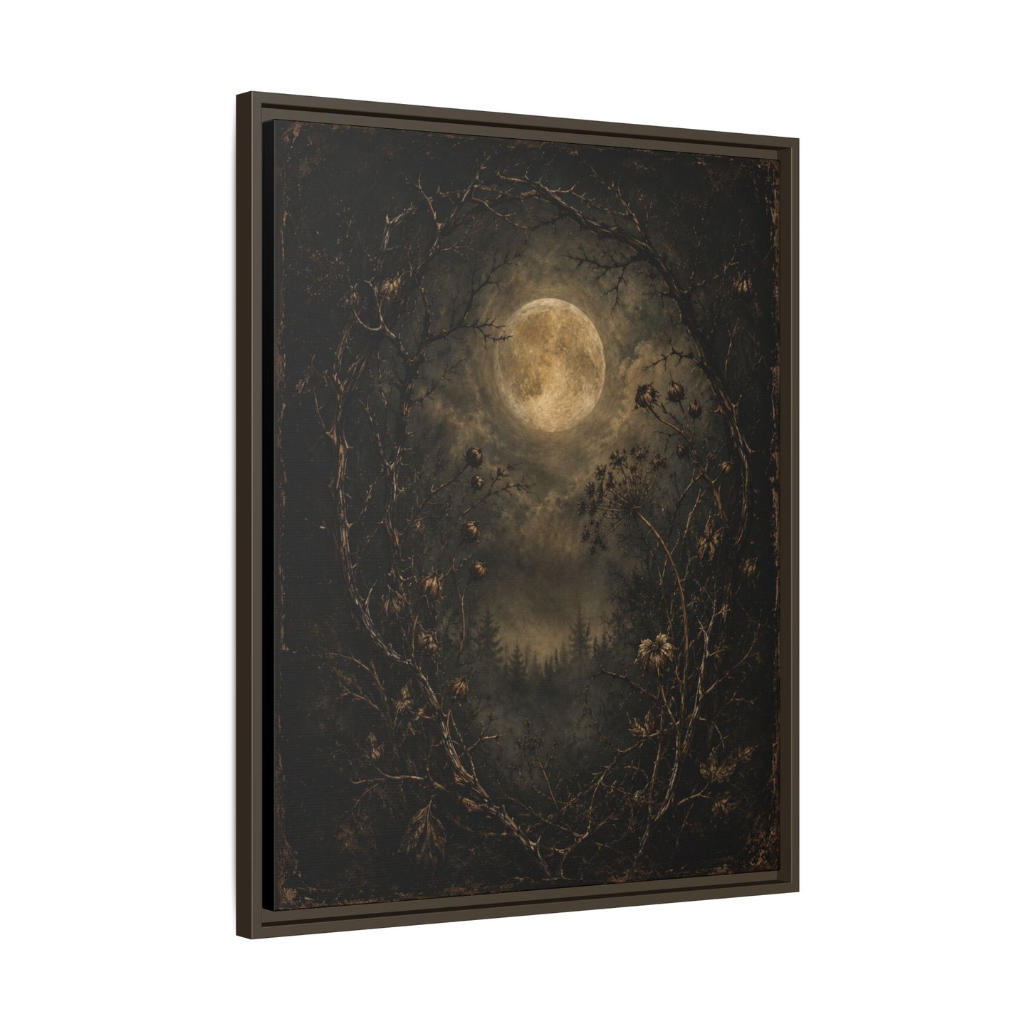 Moonlit Forest Matte Framed Canvas