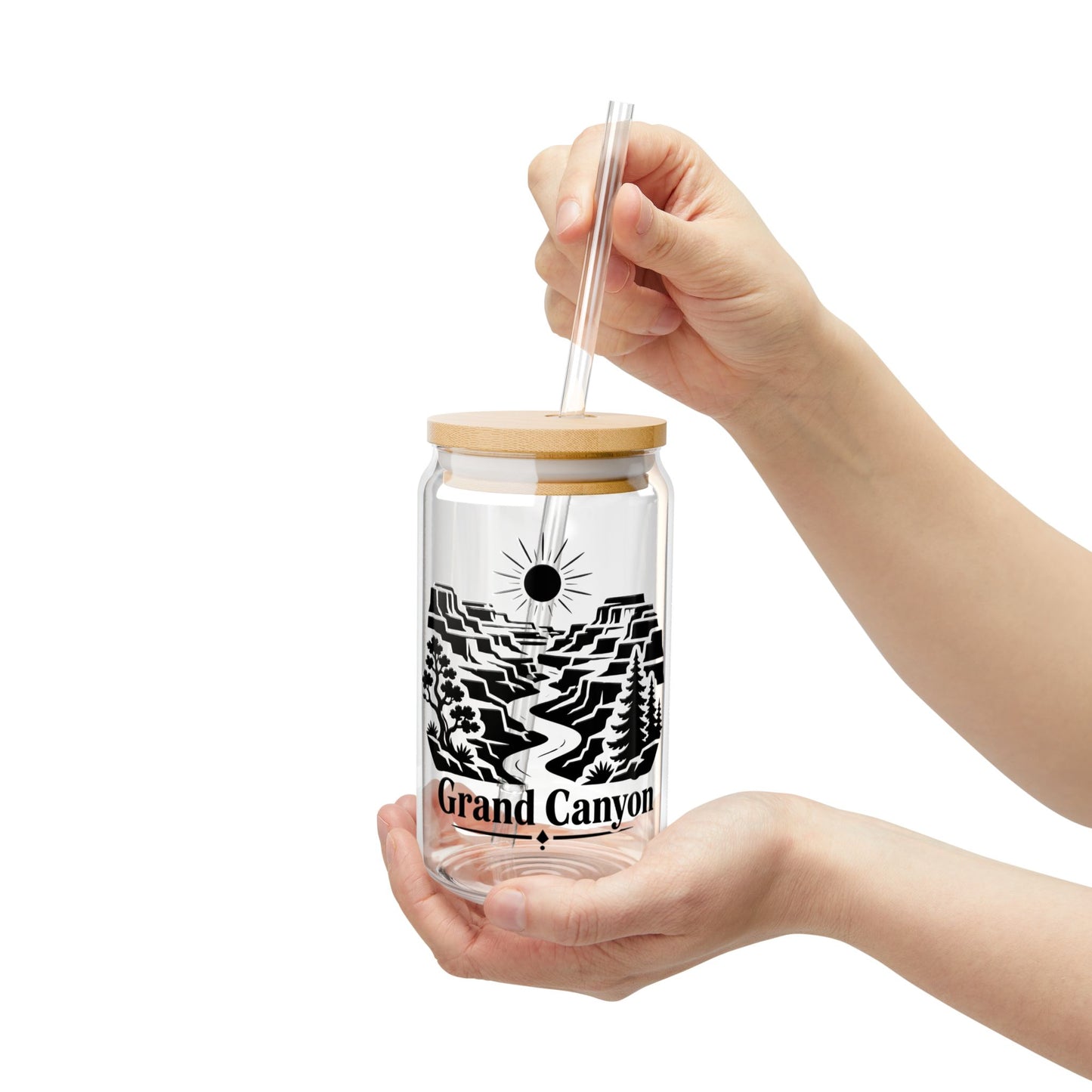 Grand Canyon Sipper Glass — 16oz Travel Cup with Bamboo Lid & Straw