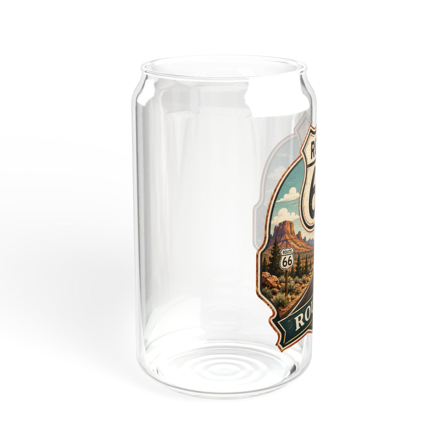 Route 66 Sipper Glass — 16 oz Travel Tumbler with Lid & Straw