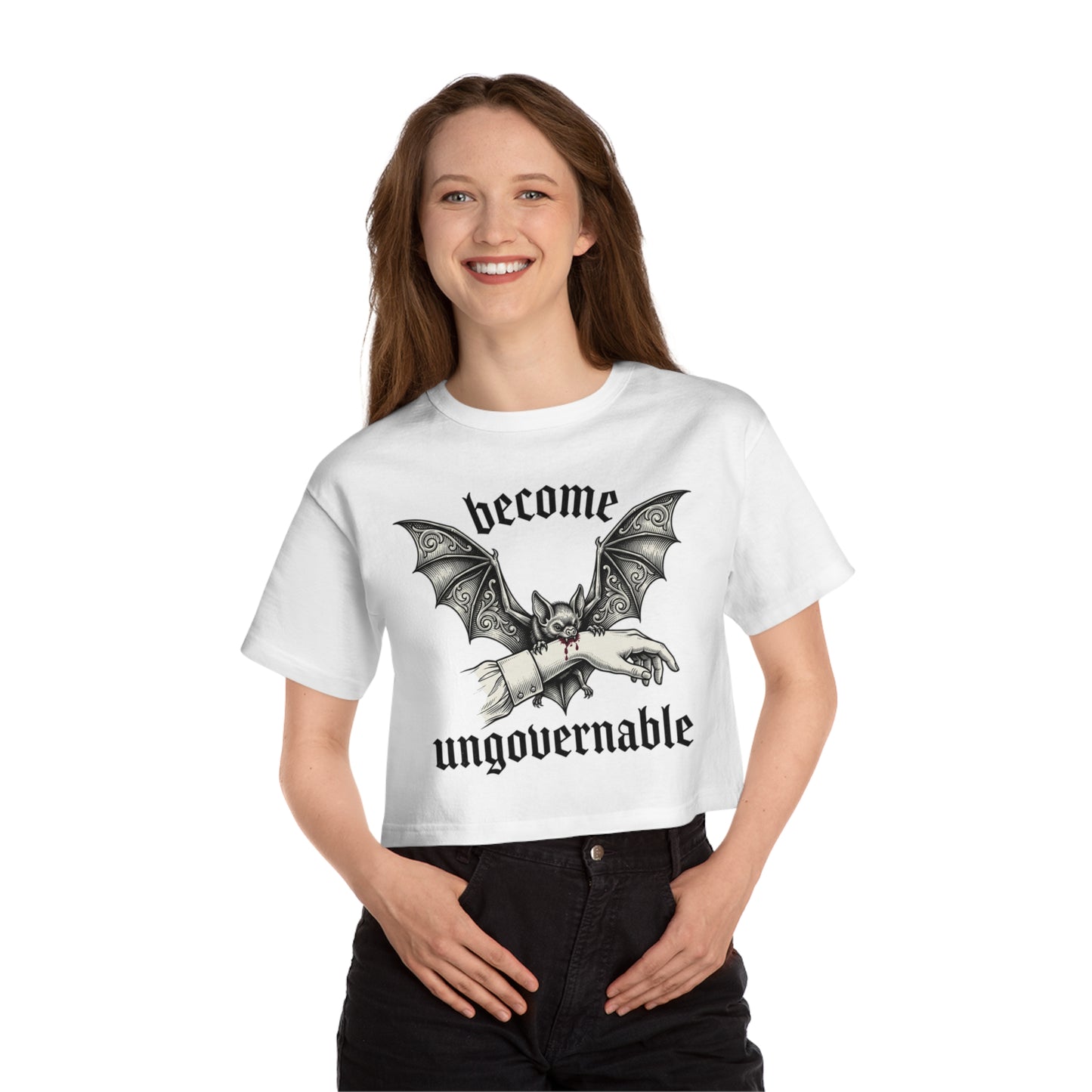 Become Ungovernable Cropped Tee — Gothic Bat Graphic Women's Crop T-Shirt