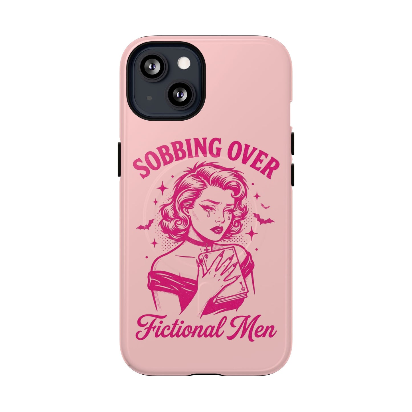 Phone Case — Pink “Sobbing Over Fictional Men” Tough Magnetic Protective Cover