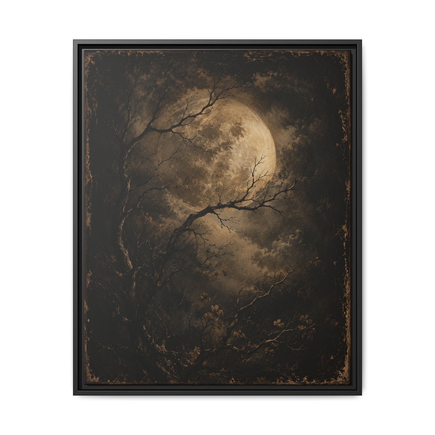 Framed Matte Canvas - Moonlit Forest Art Print