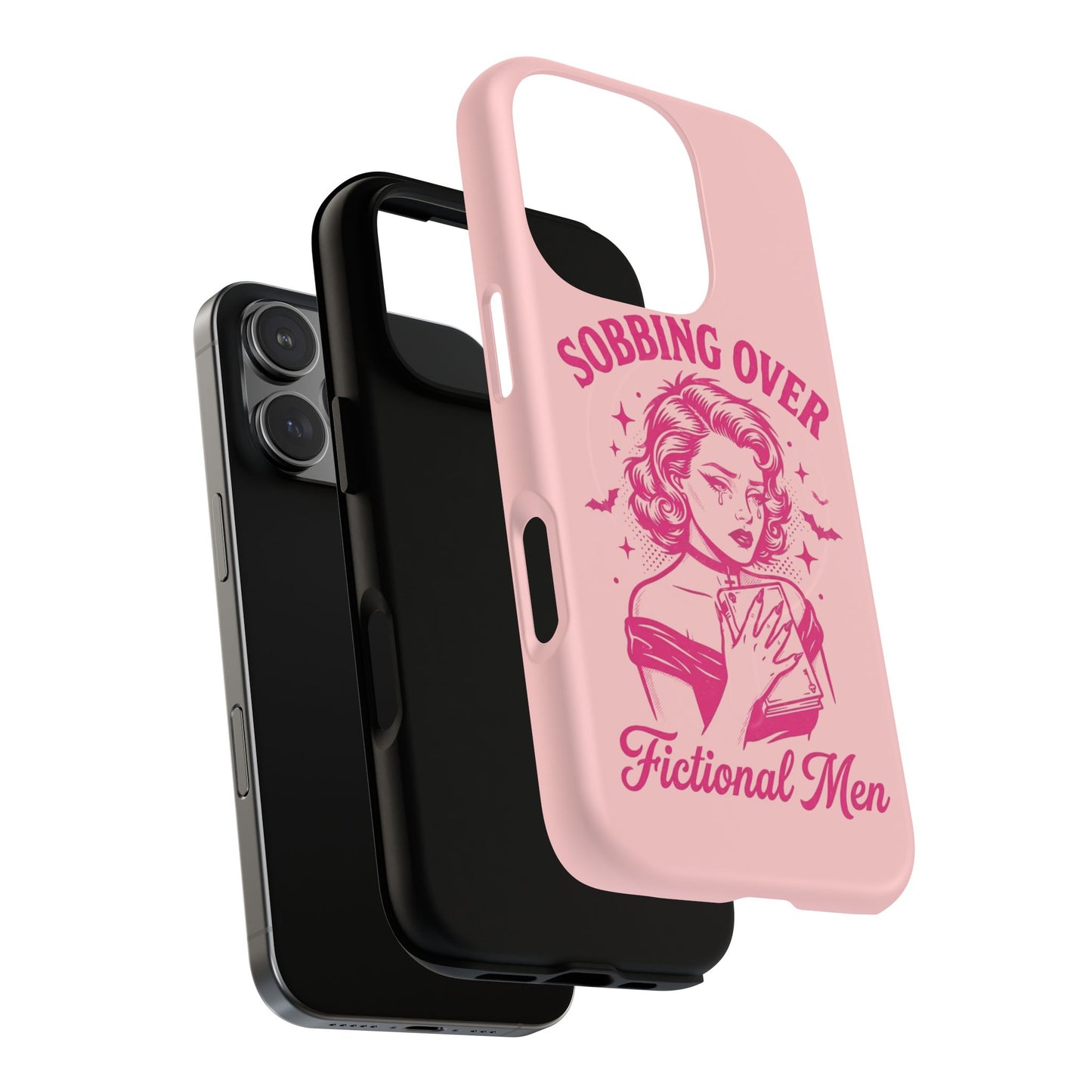 Phone Case — Pink “Sobbing Over Fictional Men” Tough Magnetic Protective Cover
