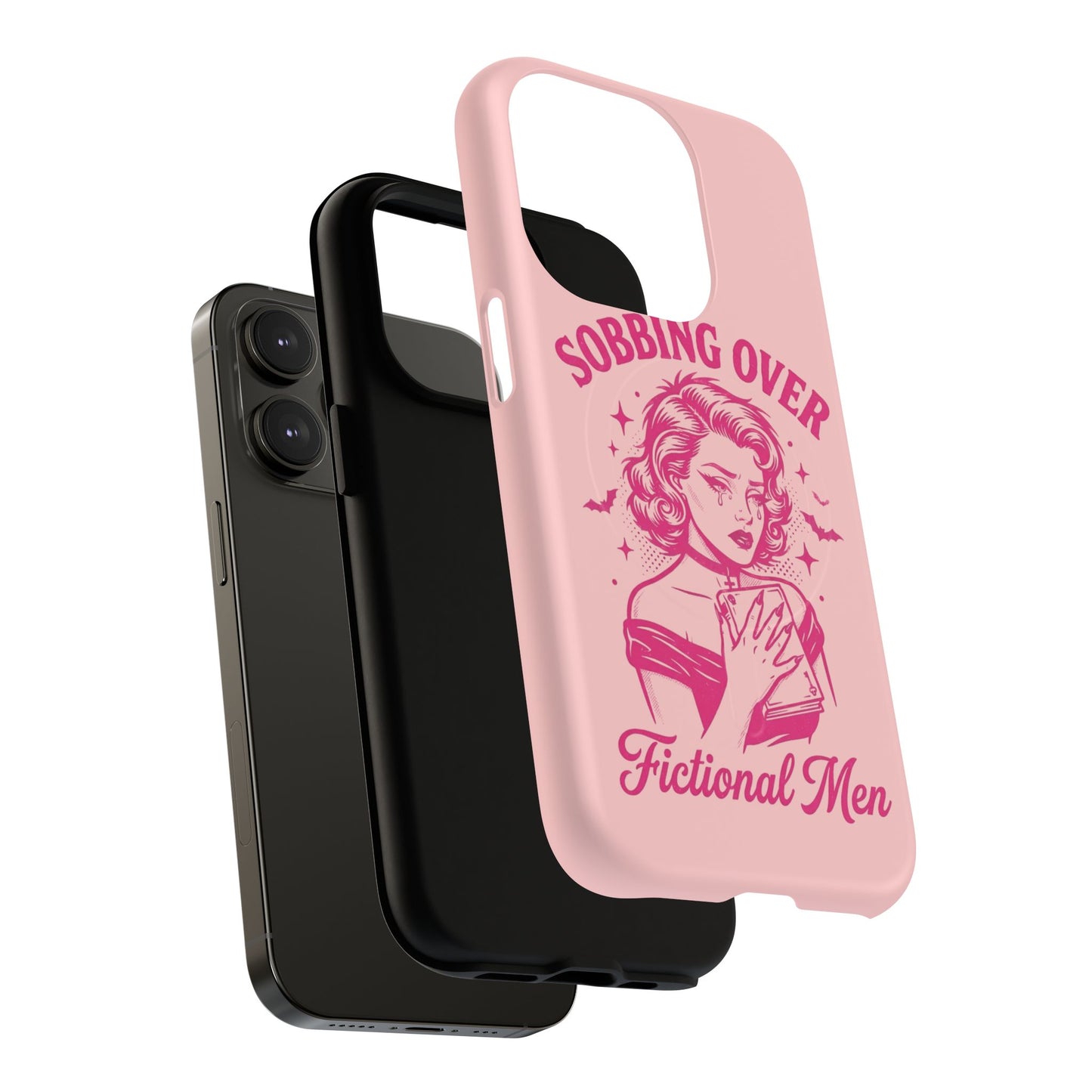 Phone Case — Pink “Sobbing Over Fictional Men” Tough Magnetic Protective Cover