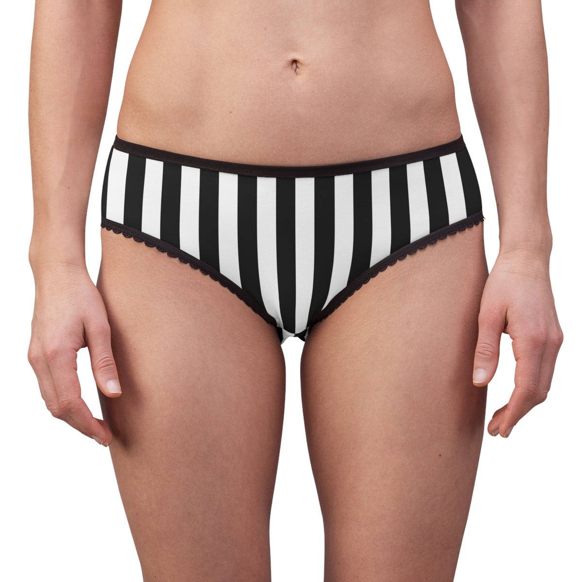 Black White Striped Bikini Briefs, Gothic Women's Underwear, Alternative Panties, Vertical Stripe Undies, Goth Gift for Her