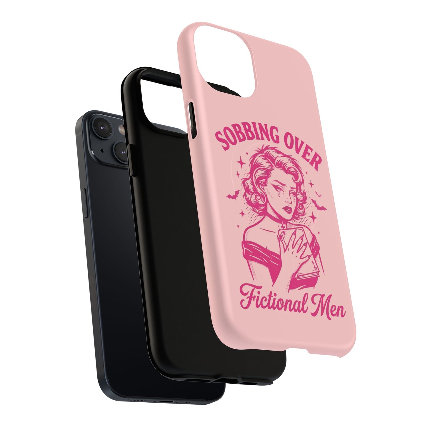 Phone Case — Pink “Sobbing Over Fictional Men” Tough Magnetic Protective Cover