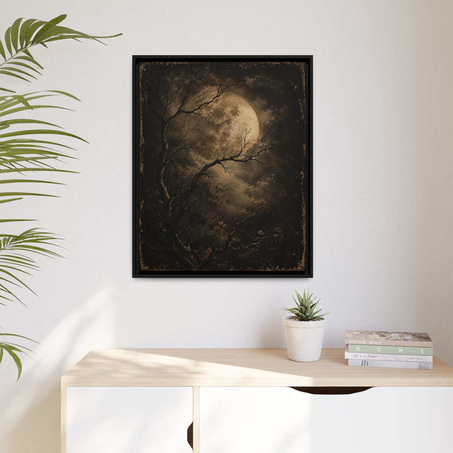 Framed Matte Canvas - Moonlit Forest Art Print