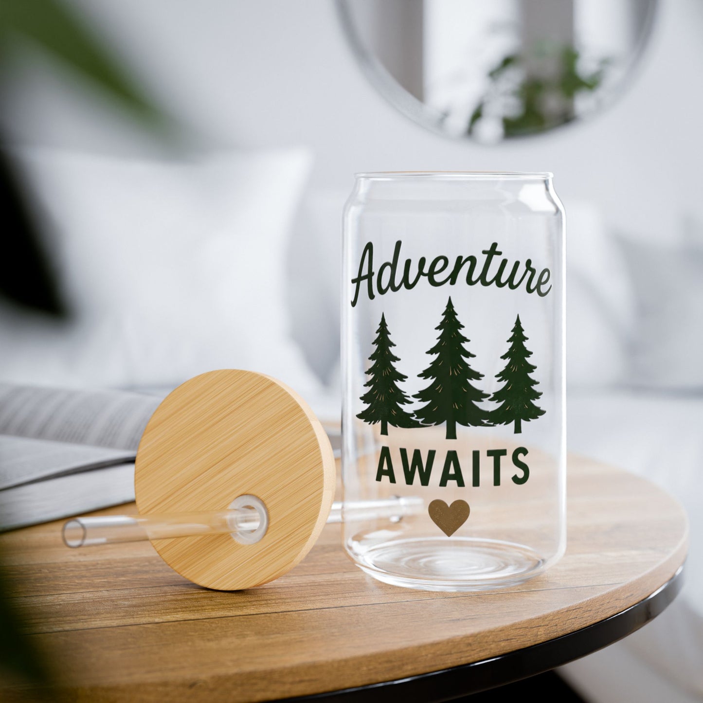 Adventure Awaits Sipper Glass - 16oz Travel Tumbler with Straw