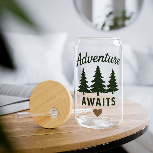 Adventure Awaits Sipper Glass - 16oz Travel Tumbler with Straw