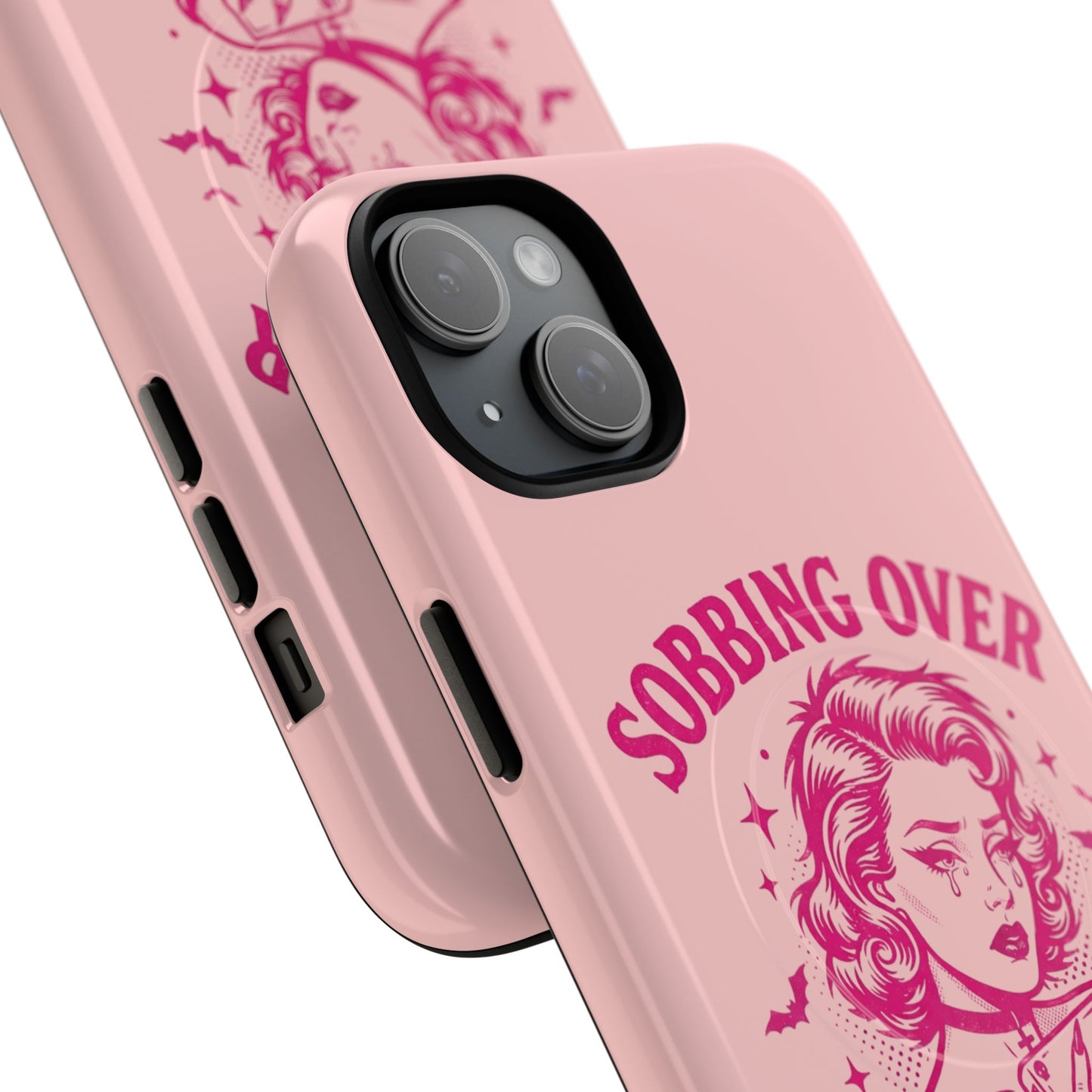 Phone Case — Pink “Sobbing Over Fictional Men” Tough Magnetic Protective Cover