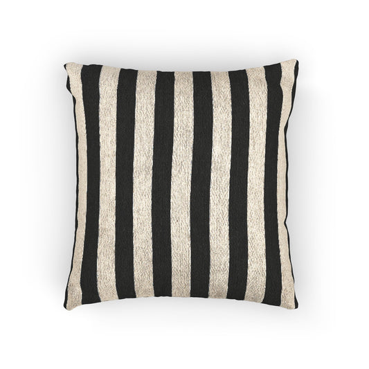 Black & Natural Striped Woven Throw Pillow, Modern Gothic Pillow, Neutral Stripe Cushion, Textured Sofa Pillow, 17x18 Home Decor