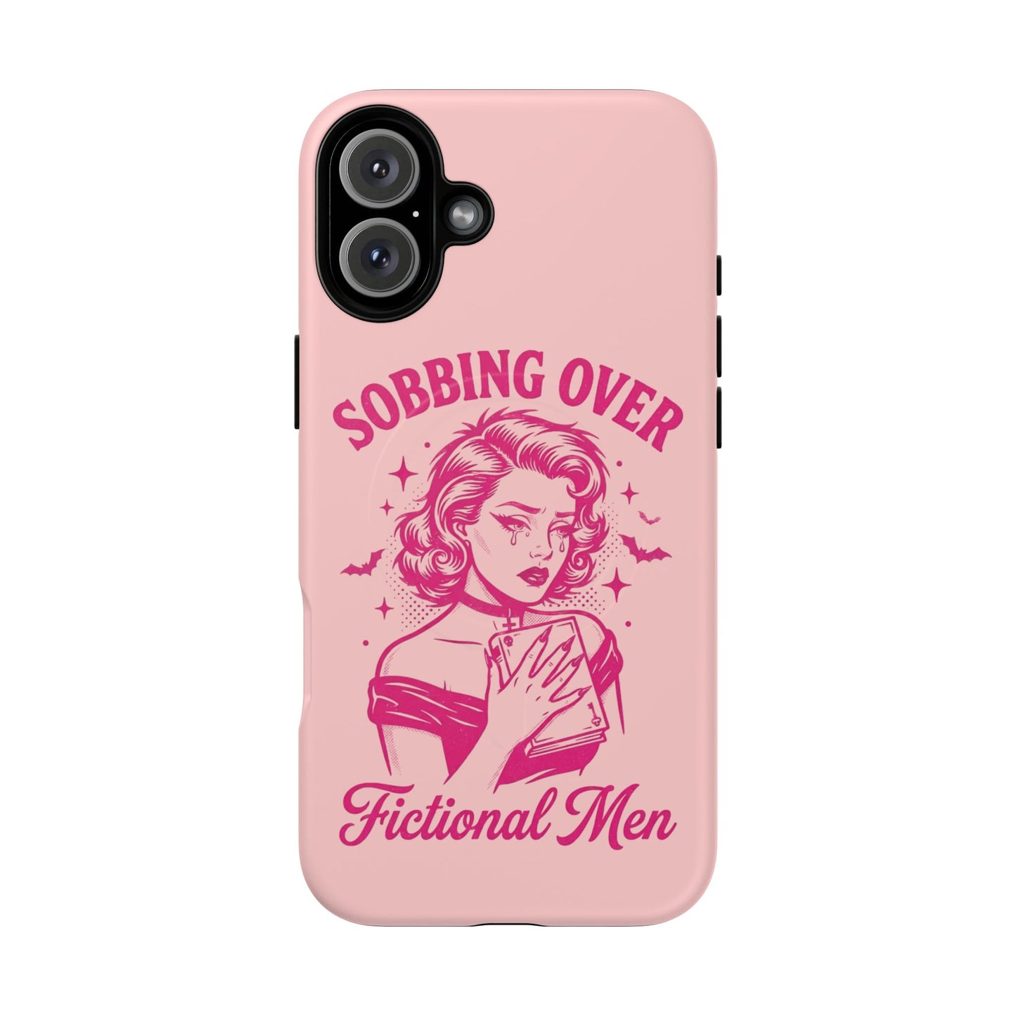 Phone Case — Pink “Sobbing Over Fictional Men” Tough Magnetic Protective Cover
