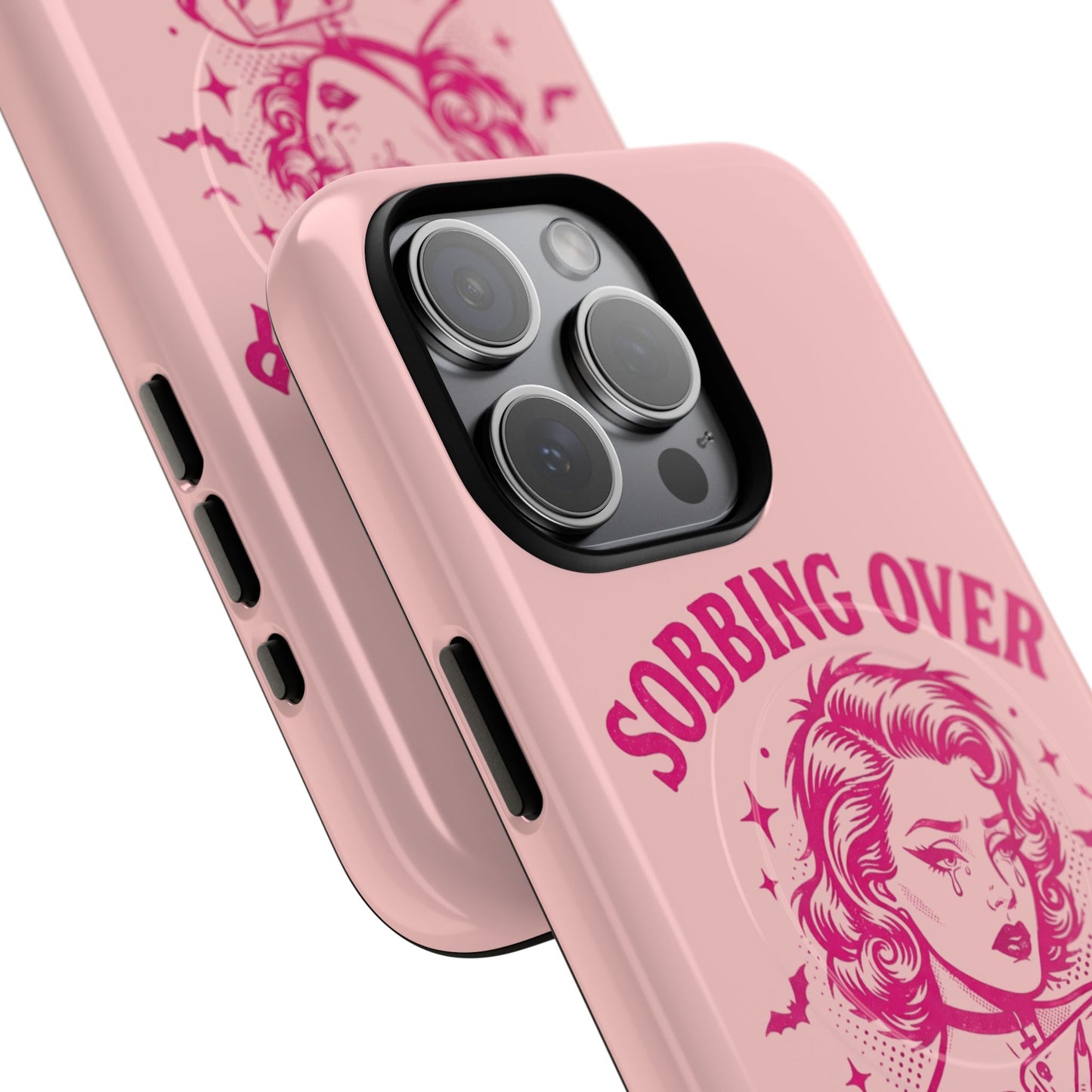 Phone Case — Pink “Sobbing Over Fictional Men” Tough Magnetic Protective Cover