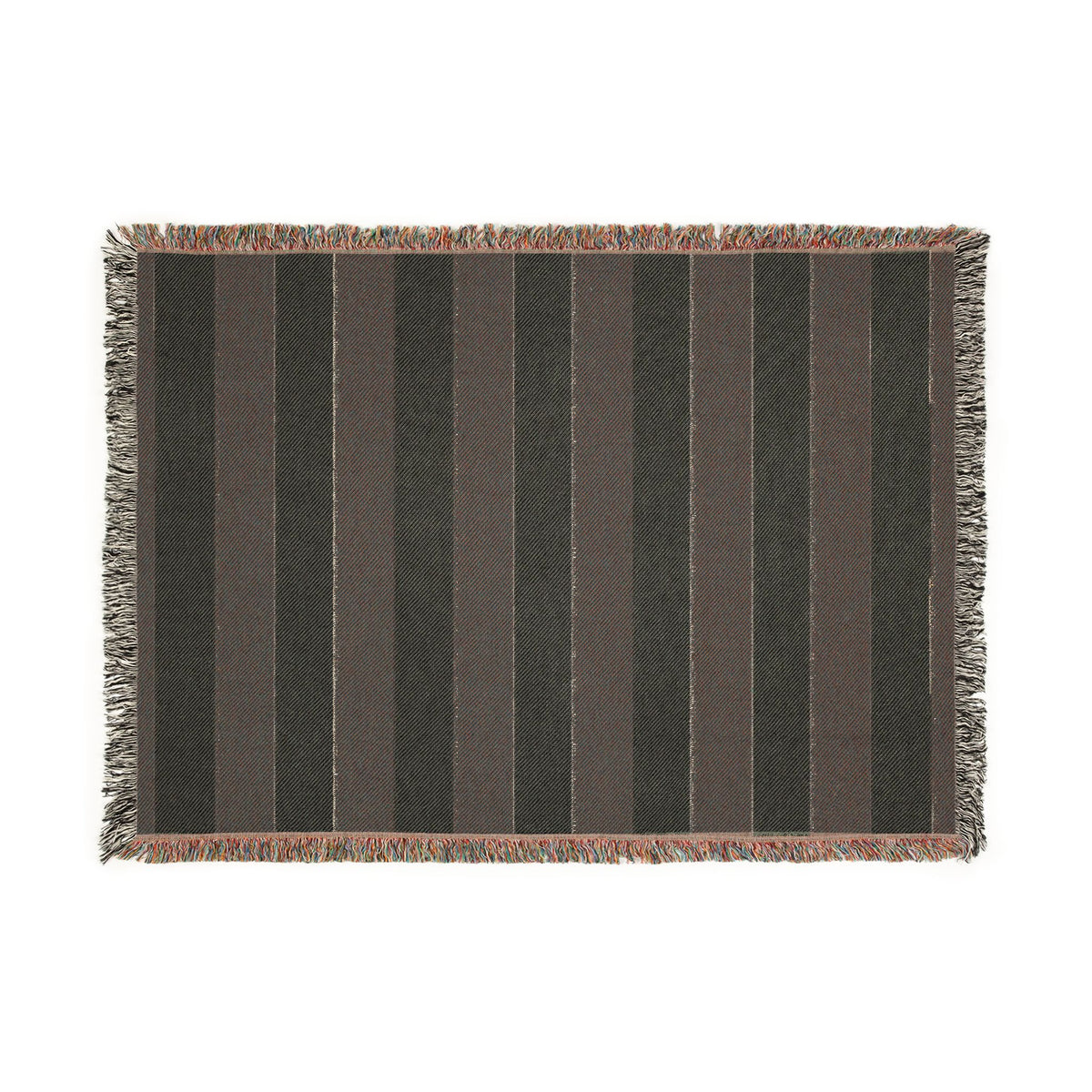 Black & White Striped Woven Blanket, Cotton Throw Blanket with Fringe, Gothic Home Decor, Modern Stripe Couch & Bed Throw
