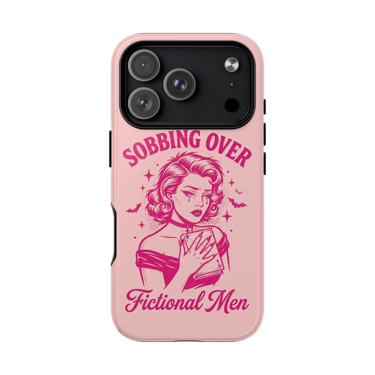 Phone Case — Pink “Sobbing Over Fictional Men” Tough Magnetic Protective Cover
