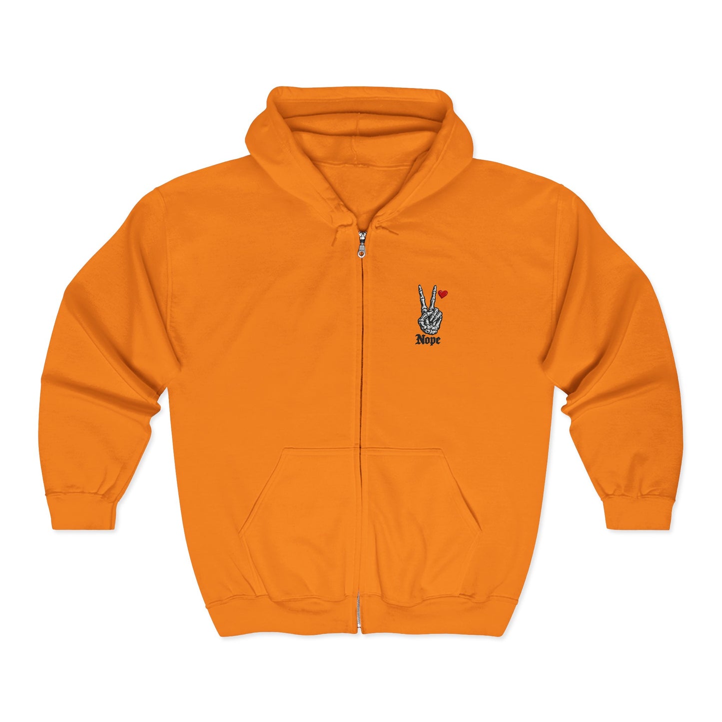 Peace Rabbit Zip Hoodie — Cute Bunny Giving Peace Sign with Tiny Red Heart
