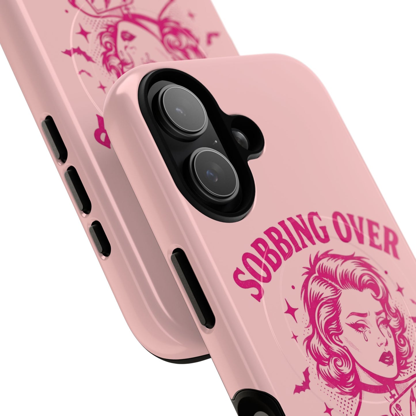 Phone Case — Pink “Sobbing Over Fictional Men” Tough Magnetic Protective Cover
