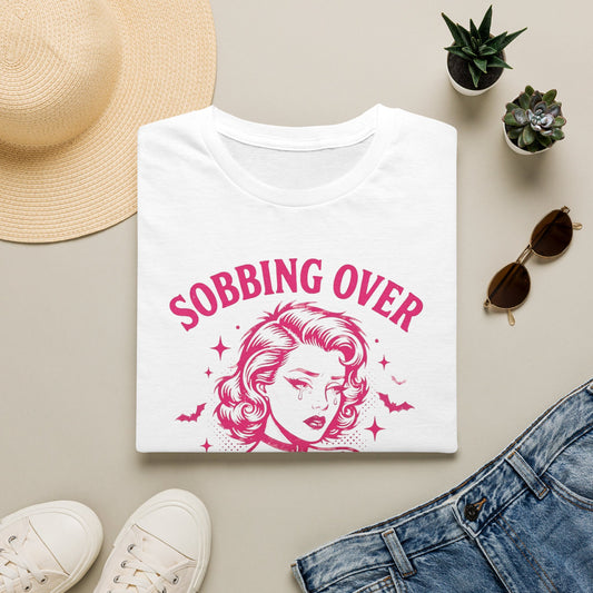 T-Shirt — "Sobbing Over Fictional Men" Retro Pop Art Tee